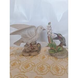 Andrea by Sadek Hummingbird & Royal Crown Dove Figurine Pair – 1980s Porcelain